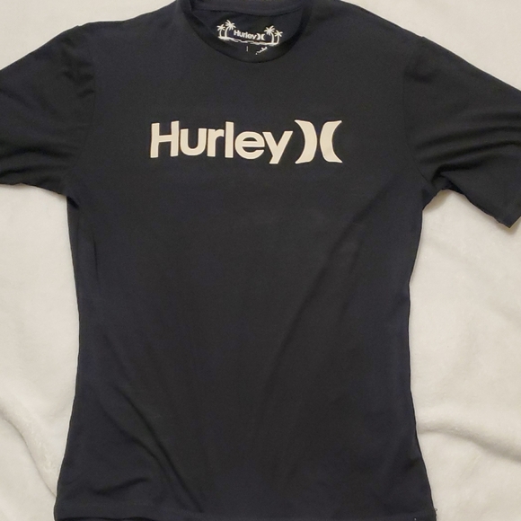 Hurley Tops - Hurley Short Sleeve Rash Guard Shirt with Logo